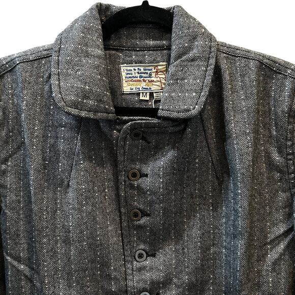 Sandrine Rose Empire Herringbone Wool Blend Blazer Gray Button Women Medium NWT - Picture 5 of 13